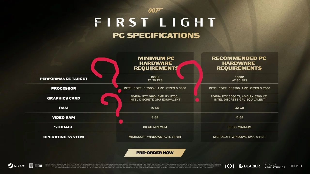 Минимальные системные требования 007 First Light не совпадают с реальным железом