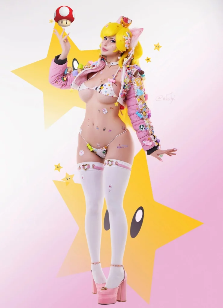 Косплей Princess Peach из Super Mario Bros от Oichi Chan